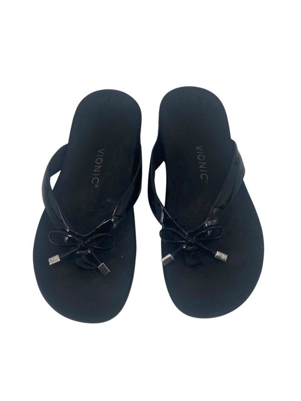 Vionic Women’s Rest Bella Toe Post Thong Sandals Patent Leather Black Size 10